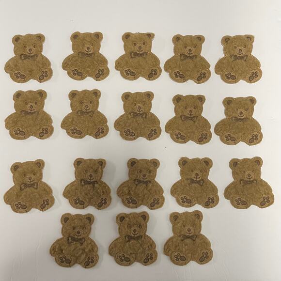 Large Lot of 18 Brown Furry Teddy Bear Plush Sew On Appliques Patches 3” Fuzzy - Picture 1 of 6